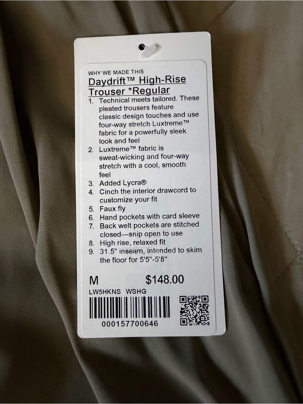 lululemon athletica Daydrift High-Rise Trouser — Olive Green